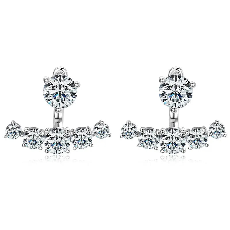2 in 1 0.5CT Round Brilliant Cut D Color Moissanite Stud Earrings for Women S925 Silver GRA Certified Pierced Earring Gift