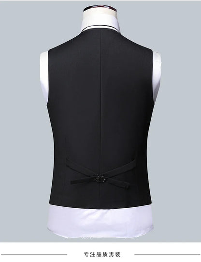 Terno Boutique Moda Masculina Negócios (Blazer + Colete + Calça) Terno Masculino Casamento Casual Profissional Formal 3 Peças M-6XL