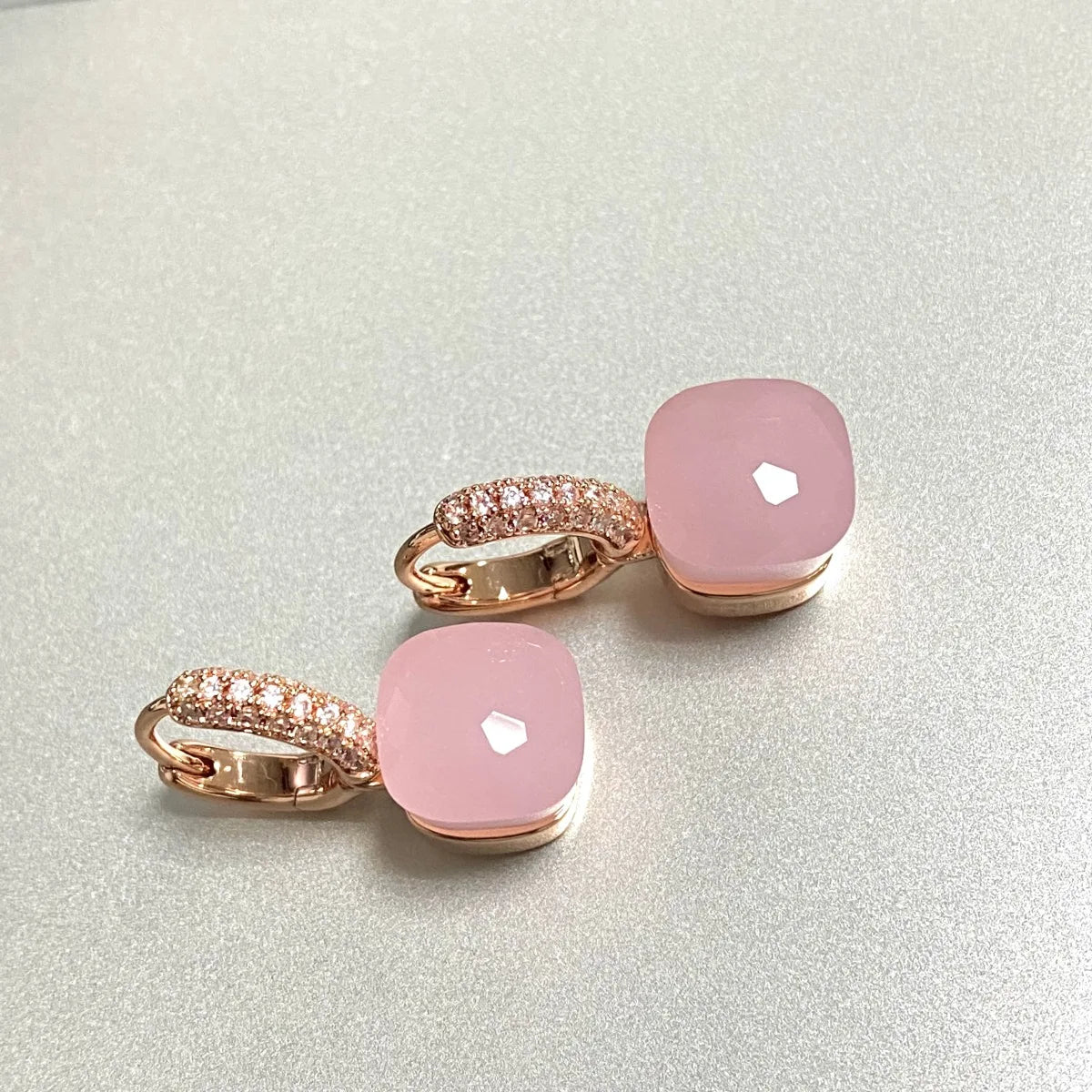 Classic Candy Color Earrings Inlay Transparent Zircon 27Colors Crystal Earrings Rose Gold Plated Fashion Jewelry For Women