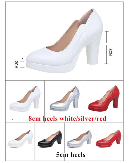Small Size 32-43 Shallow Red Silver White Wedding Shoes Women Spring 2025 Thick Platform Pumps Woman High Heels for Office