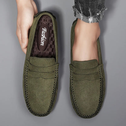 Sapatos Masculinos Casuais de Camurça, Respiráveis, de Couro, Loafers Masculinos, Slip-on, Sapatos de Dirigir Masculinos, Marca de Luxo, Sapatos Náuticos Confortáveis