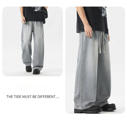Men's Jeans American Loose Wide-leg Loose Straight Casual Trousers Street Hip-hop Baggy Jeans Black Grey Blue Streetwear Men