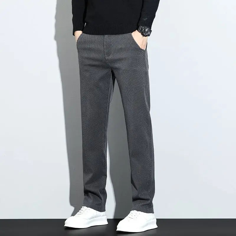 Korean Fashion Lyocell Casual Pants Men's New Spring Breathable Straight Elastic High Quality Daily Streetwear Male Trousers