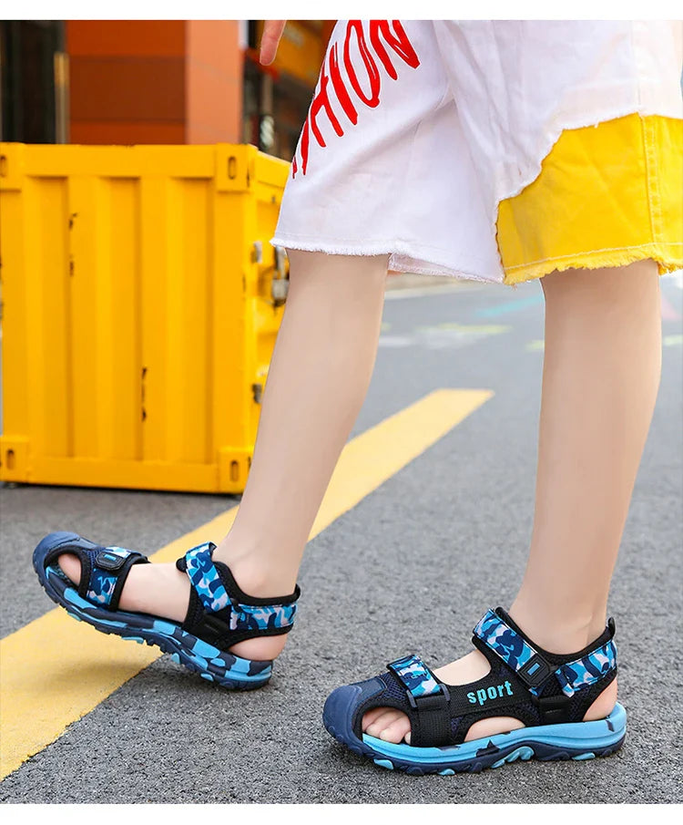 Children's Summer New Sandals Boys Fashion Camouflage Mountaineering Anti slip Sandals Outdoor Leisure Sports Slippers 28-40