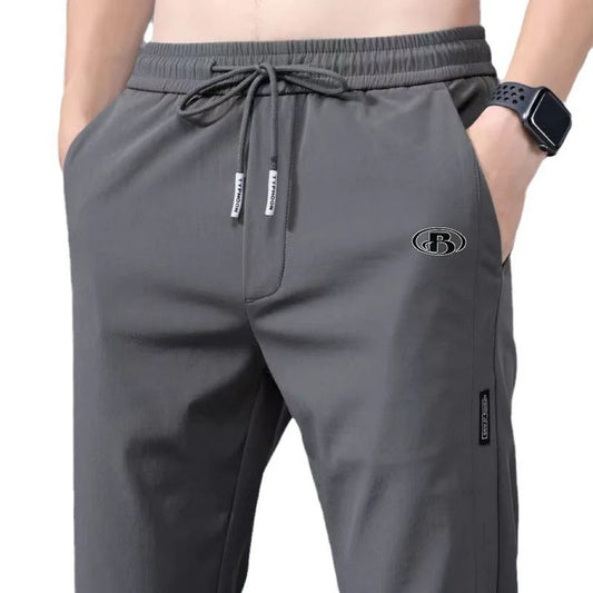 Summer men's ice silk quick drying casual pants slim fit Korean version ice silk pants sports pants straight tube quick drying p