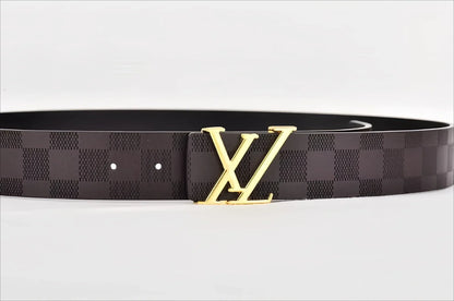 Light Luxury Mens Leather Belt Smooth Buckle Genuine Cowhide Perforated Pattern Fashion Trendy High End Versatile