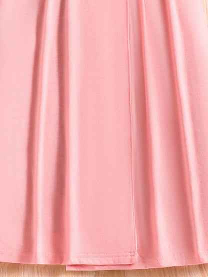 Girls' Summer French V-Neck Sweet Princess Dress Fitted Slimming Tulle Sleeveless Dress