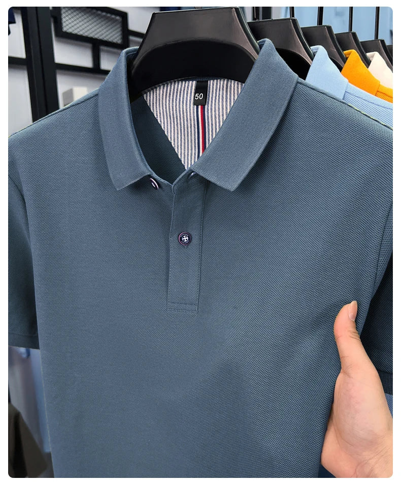 100% pure cotton high-end short sleeve polo shirt men's summer fashion new breathable Korean business casual golf brand T-shirt