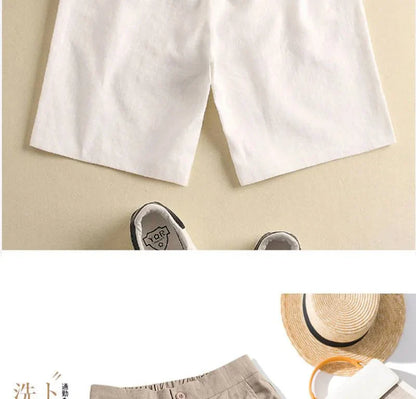 Khaki Solid Casual Linen Cotton Elastic High Waist Wide Leg Button Loose Women's Shorts Korean Fashion Summer Shorts Women 2024