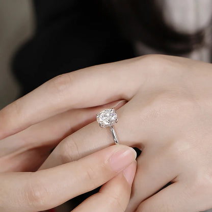 18k Plated 2/3ct Moissanite Diamond Ring for Women Oval Fancy Cut Bridal Sets Solitaire Wedding Promise Band 925 Silver