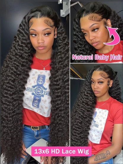 Hd 250 % Loose Deep Wave 30 38 40 Inch 13x6 HD Lace Frontal Human Hair Wigs Brazilian PrePlucke Water Curly 13x4 Lace Front Wig