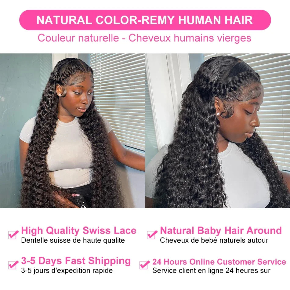 34 36inch Hd 13x4 13x6 Curly Wigs Deep Wave Frontal Wig Brazilian Curly Human Hair Wig Loose Water Wave Wig For Women