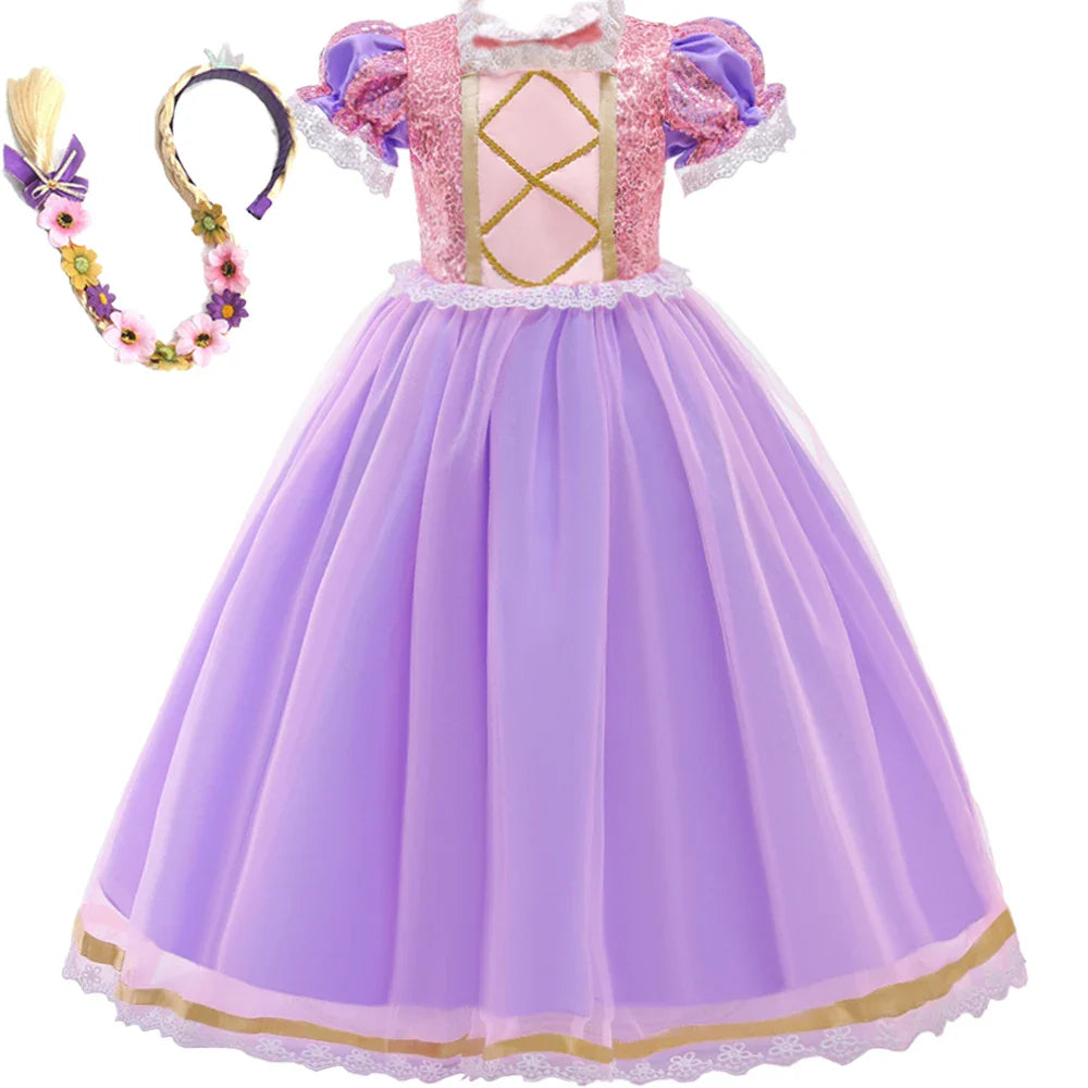 Rapunzel Halloween Costume for Girls Carnival Cosplay Kids Clothes Party Birthday Princess Dress Lace Wedding Christmas Costumes