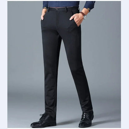 Casual Suit Pants Stretch Men's Dress Pants Black Navy Blue Suit Pants Straight Slim-Fit Business Formal Trousers Plus Size 40