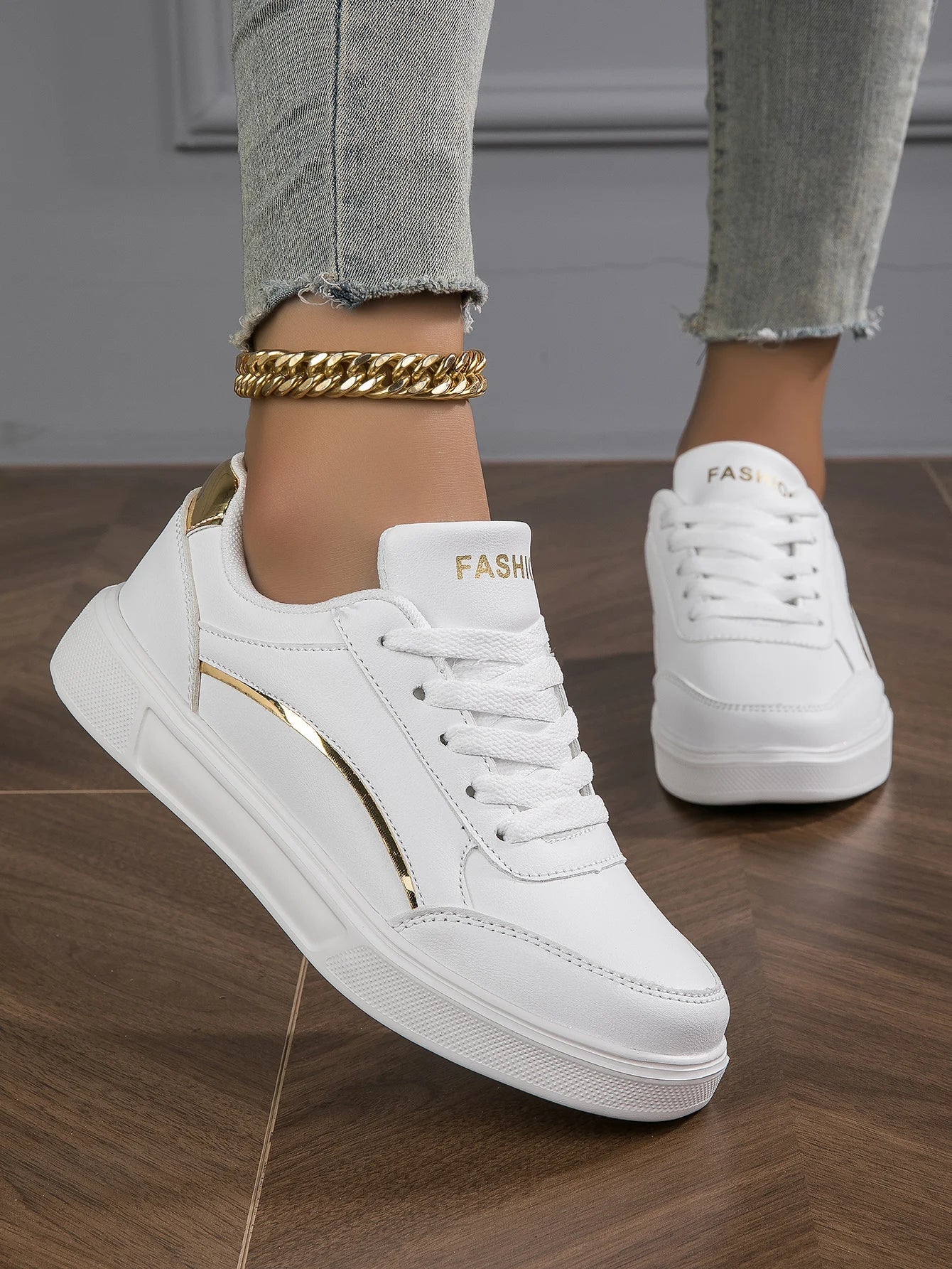 Baasploa Tênis Casual Feminino de Couro com Plataforma para Mulheres Clássicos Confortáveis Sapatos de Skate Antiderrapantes
