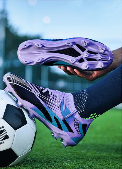 Professional Long Spikes Football Field Cleats Men Women Trend Pink Soccer Shoes Society Man Trainers Futsal Sneakers Size 33-46