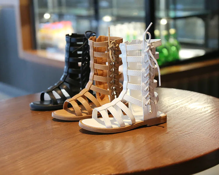 Children Sandals High-top Kids Girls Sandals Baby Sandals High Quality Flat Cut-Outs Beach Sandals