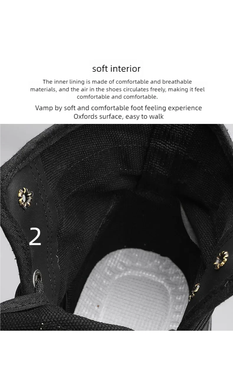 Men's boots four seasons high-top casual boots canvas boots soft-soled non-slip thick-soled outdoor boots fashion tooling boots