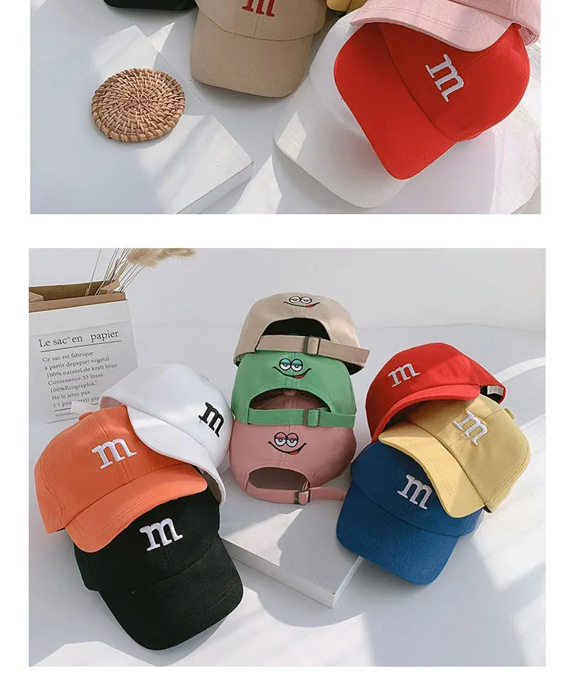Kids Baseball Cap Children's Hat for Lovely Baby Cotton Breathable Kids Hats Girl Boy Caps M Letter Embroidered Hat for Boy