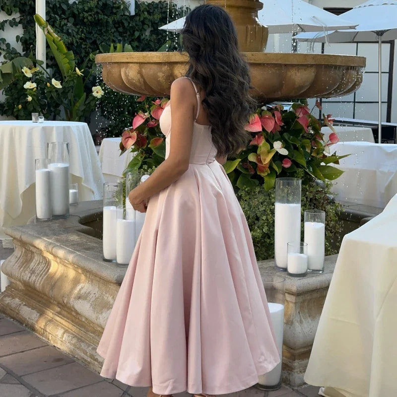 Summer Long Evening Dress Elegant 2025 New Arrivals Spaghetti Strap Corset Bustier Dress Satin Prom Dress Women