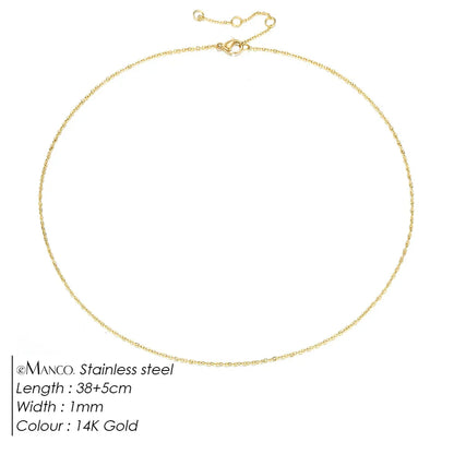 Fine Chain Necklace Stainless Steel Gold Color Pendants Short Long Statement Women  Colar Gift Stainless Steel Jewelry