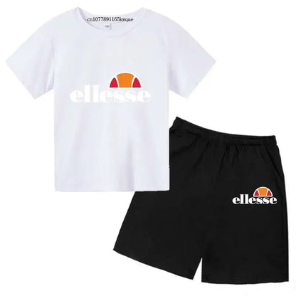 Kids Summer Leisure Letter 2pcs O-neck Short Sleeve T-shirts+Pants Suits 3-13 Years Boys Girls Casual Outfits Children Clothes