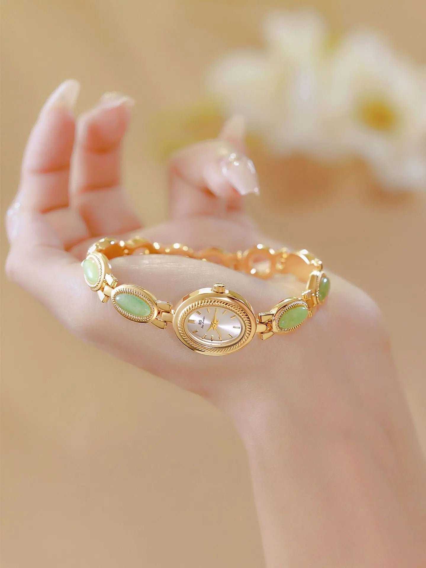 Women's Watch Ladies Bracelet Luxury Brand Waterproof Retro Natural Dongling Stone Hotan Jade Advanced Chain Watches Gift