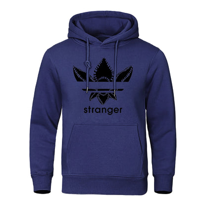 Funny Stranger Floral Pattern Printed Hoodies Mens Letter Style Streetwear Fashion Loose Street Hoody Fleece Pullover Men Hoodie