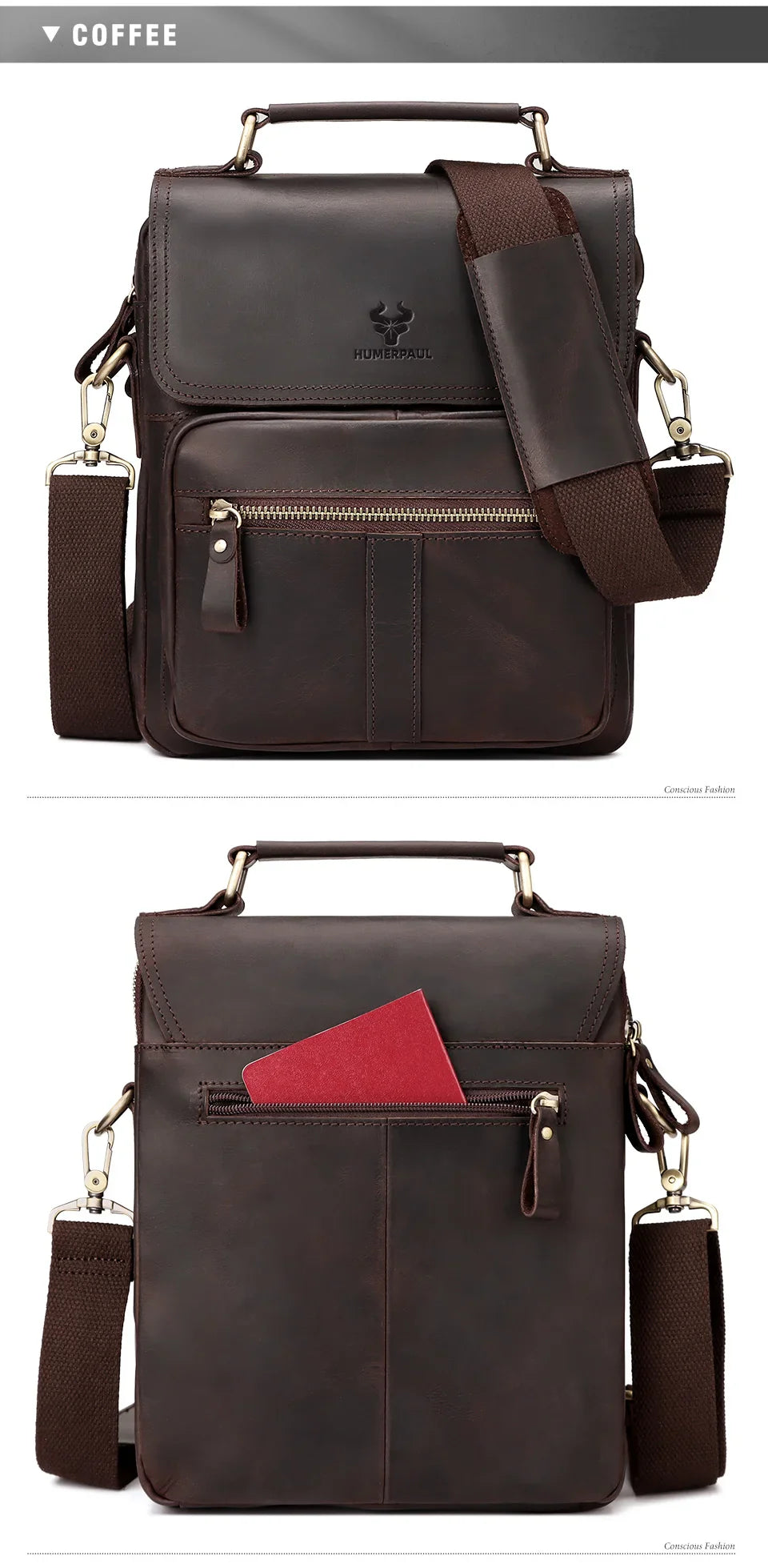 Genuine Leather Men's Shoulder Bag Luxury Work Business Messenger Bags Fashion Male Crossbody with Adjustable Straps