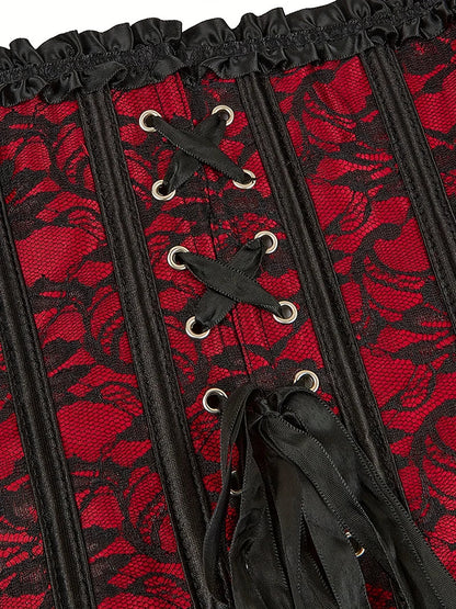 Sexy Gothic Corset Top Overbust Corselet Women Bustiers and Corsets Modeling Strap Lace Up Boned Tummy Control Halloween Costume