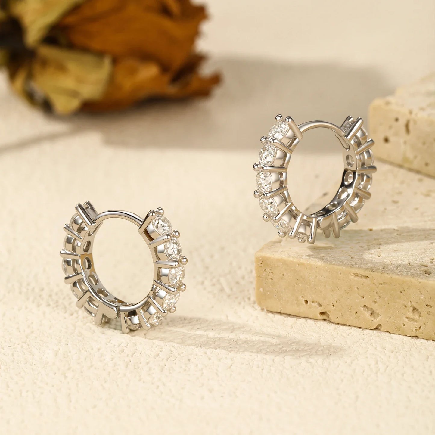 D Color Sparkling Moissanite Ear Buckles Lab Diamond 925 Sterling Silver Luxury Hoop Earrings for Women Jewelry Gifts