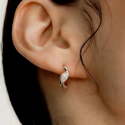 0.4 Carat Marquise Cut Moissanite Diamond Huggies Hoop Earrings with Certificates 925 Sterling Silver Drop Earring for Women Men
