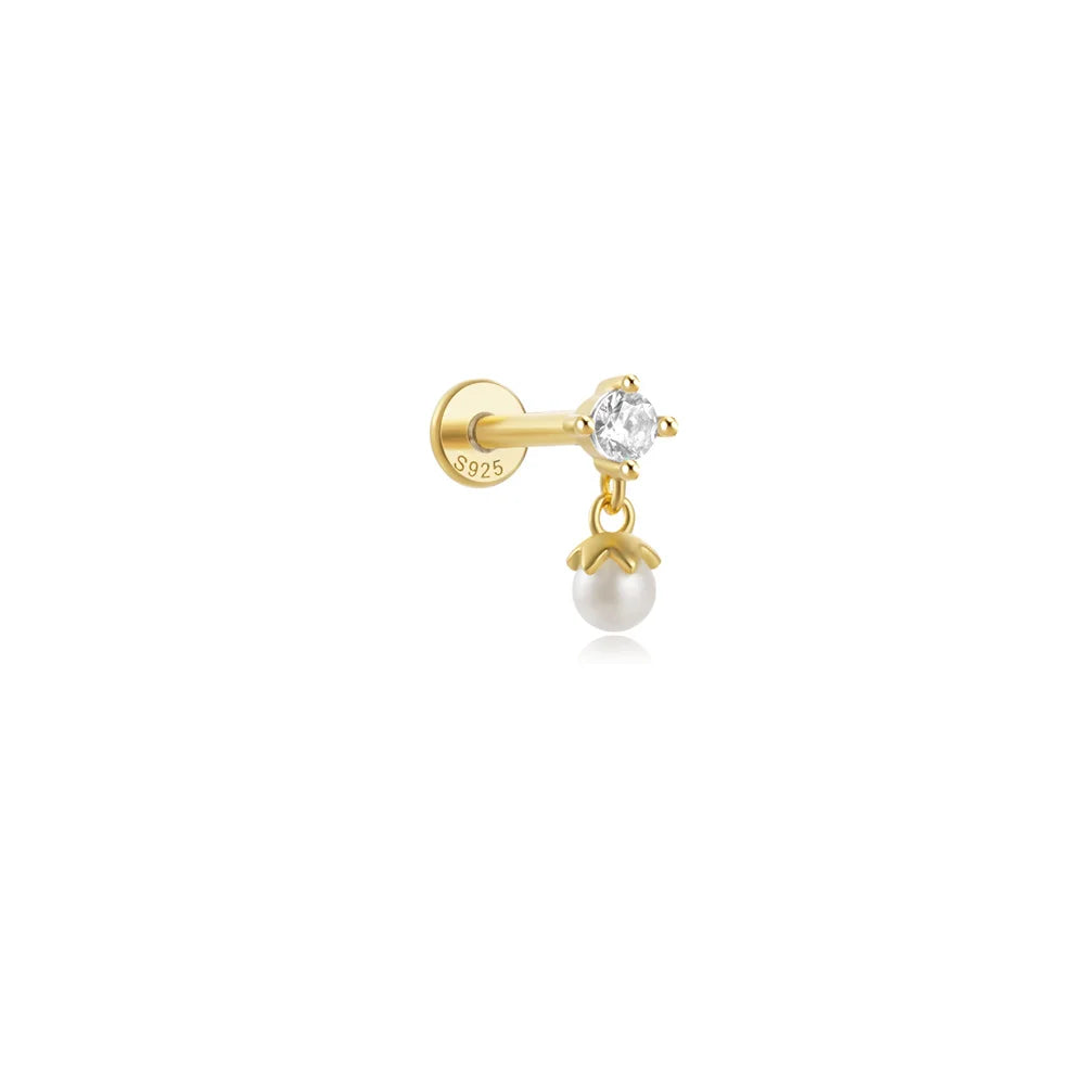 925 Sterling Silver Star/Flower/Pearl Zircon Dangle Earrings For Women 1pc Simple Earrings For Women Girl Wedding Gift