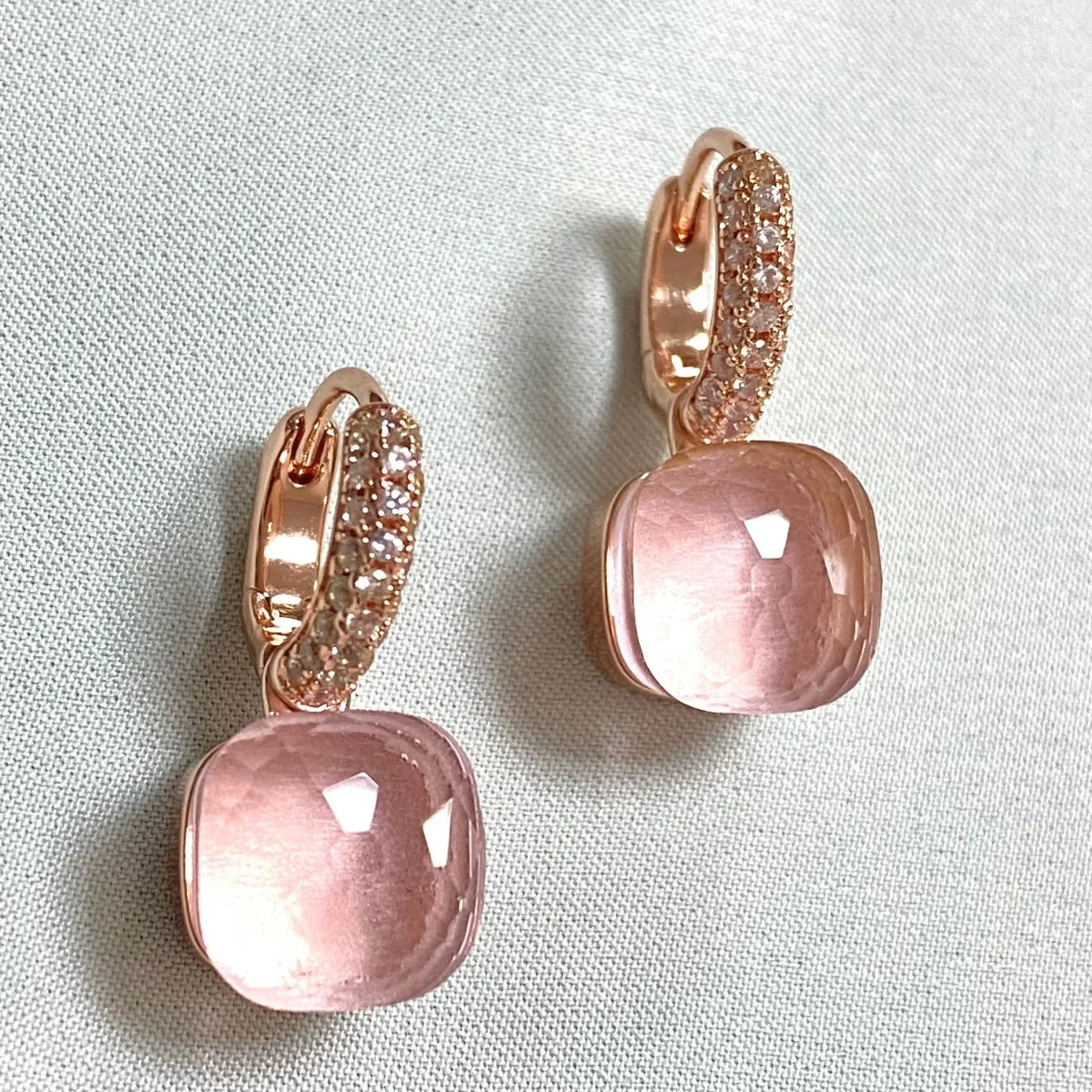 Classic Candy Color Earrings Inlay Transparent Zircon 27Colors Crystal Earrings Rose Gold Plated Fashion Jewelry For Women