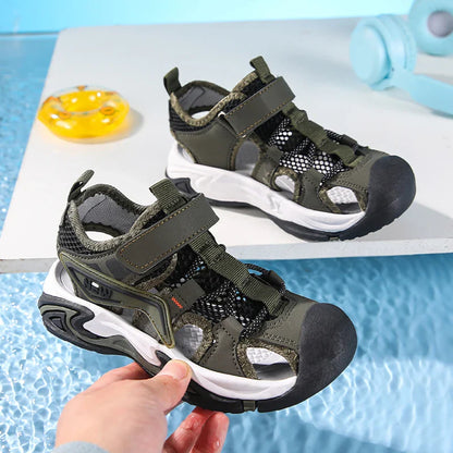 Summer Kids' Sandals Boys' Soft Bottom Casual Beach Shoes Wear-resistant Flat Students Breathable Casual Walking Sandials