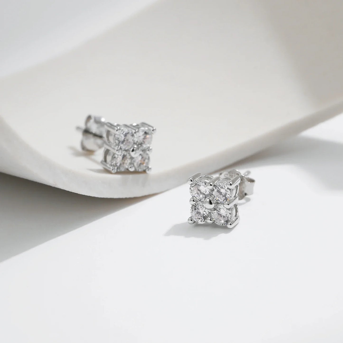 Simple D Color Moissanite 925 Sterling Silver Dazzling Lab Created Diamond Ideal Cut Stud Earrings For Women Jewelry