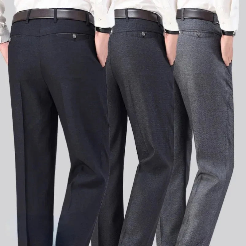 Men's Business Casual Pants Lightweight Summer Thin Autumn Thick Gentle Trousers Male Brand Fashion Suit Pant Solid Black Grey