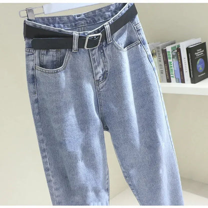 High Waist Mom Jeans Women Loose Slimming Long Trousers