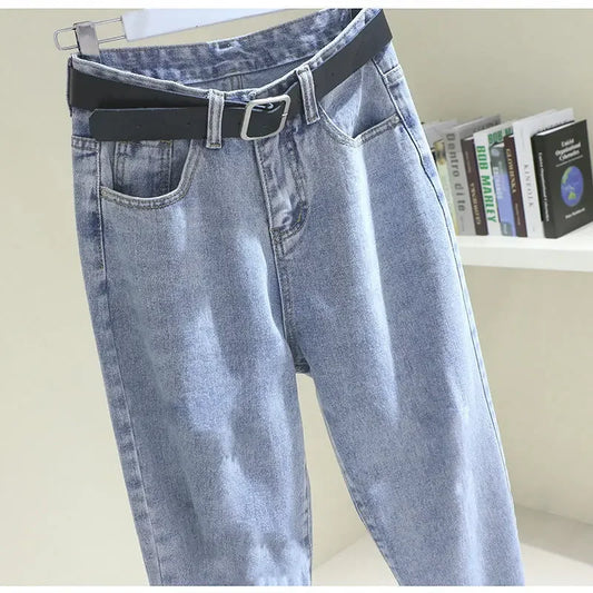 High Waist Mom Jeans Women Loose Slimming Long Trousers