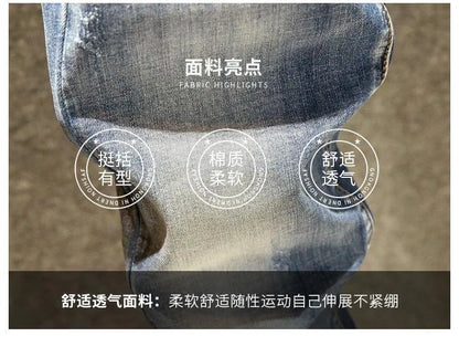 Spring and Autumn Fashion Trend Straight Leg Stretch Denim Trousers Men's Casual Slim Fit Comfortable Sports High Quality Jeans