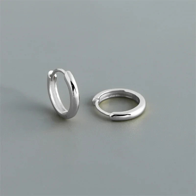 925 Sterling Silver Simple Matte Bohemian Round Ear Buckle for Women Punk Unisex Rock Hoop Earring Jewelry Accessories