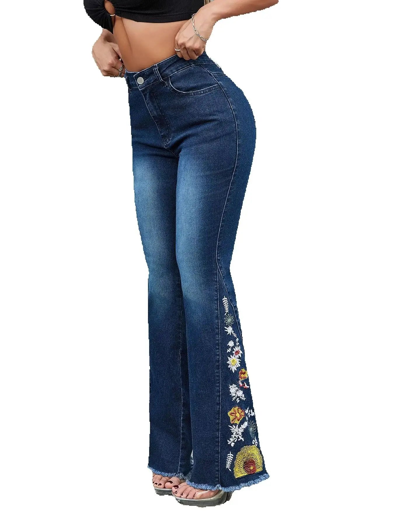 Women's Embroidered Flared Jeans