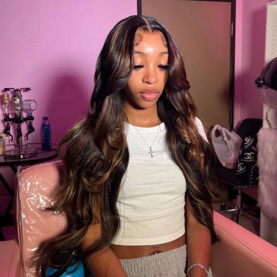 Highlight Ombre Body Wave Human Hair Wigs 13X6 Hd Lace Frontal Wig 250 Density Brazilian 13X4 Lace Front Wigs Pre Plucked
