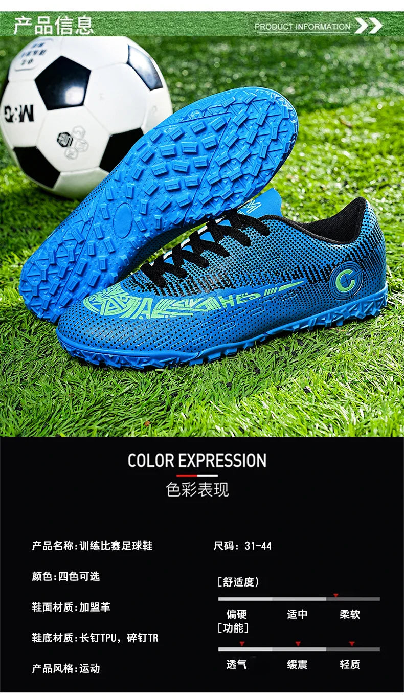Large Size FG/TF High Quality Mens Soccer Shoes Non-Slip Turf Soccer Cleats for Kids Training Football Boots Chuteira Campo 48