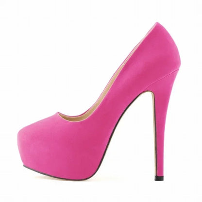 New Cross-dresser Men's Platform Pumps Unisex Queen 14cm Sexy Party Nightclub Court Flock Concealed Round Toe High Heels Shoes