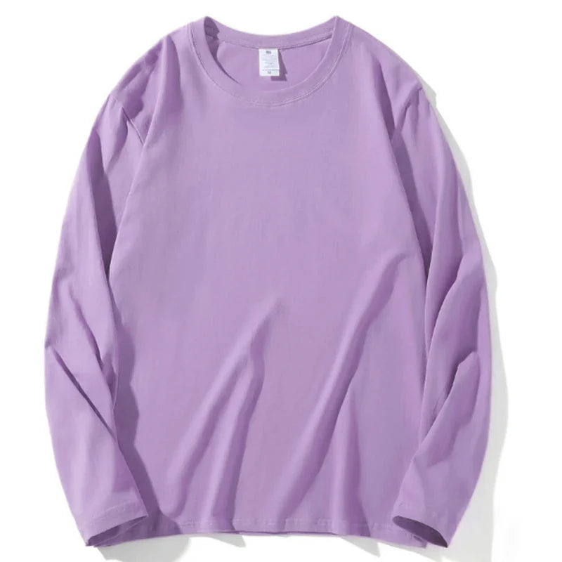 2026 Autumn Women Leisure Cotton Daily Long Sleeve Tops Lady Versatile Round Neck Baggy Clothes Female Concise Solid T-shirts