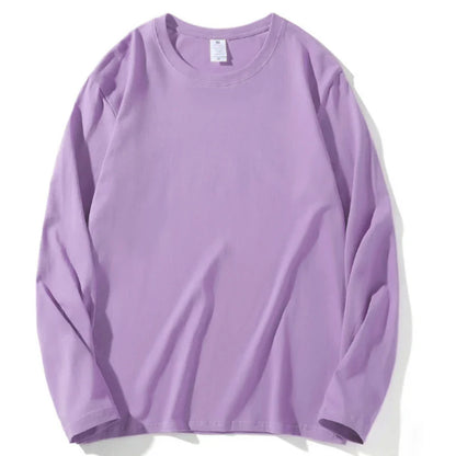 2026 Autumn Women Leisure Cotton Daily Long Sleeve Tops Lady Versatile Round Neck Baggy Clothes Female Concise Solid T-shirts