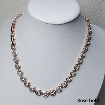 2025 New Original Round Water Drop Crystal High Jewelry Set Fashion Dazzling Women's Bracelet Earring Necklace Ring Wedding Gift