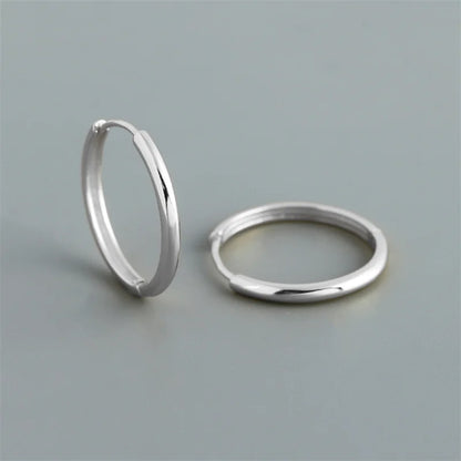 925 Sterling Silver Simple Matte Bohemian Round Ear Buckle for Women Punk Unisex Rock Hoop Earring Jewelry Accessories