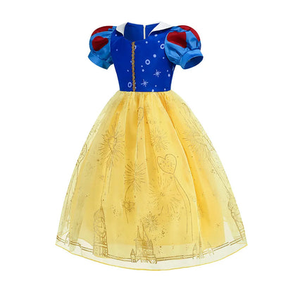 NEW 2024 Snow White Costume Girl Festival Clothing Princess Birthday Ball Gown Kid Prom Party Role Play Dress Halloween Disguise